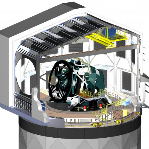 Rendering of Telescope in the Dome - image courtesy of Rubin Obs-NSF-AURA