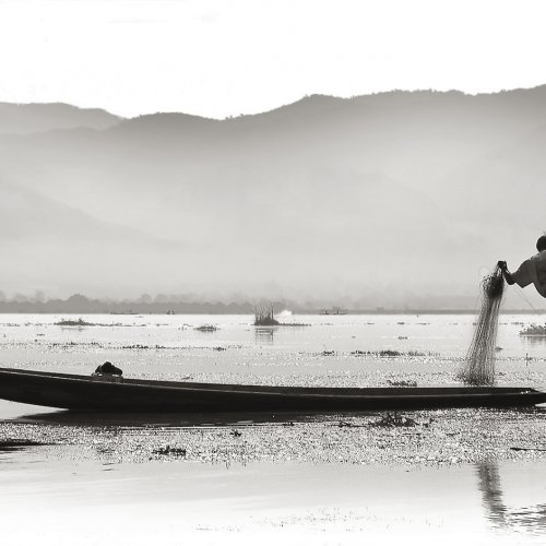 HM Mono - Myanmar Fisherman #3 by Marc McElhaney
