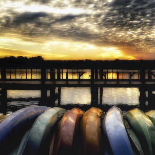 Digital hm - Kayaks Resting for the Night by jenn cardinell